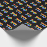 [ Thumbnail: Fun Rainbow Spectrum Pattern "70" Event Number Wrapping Paper ]