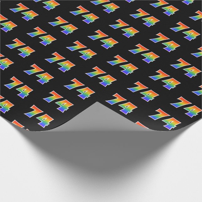Fun Rainbow Spectrum Pattern "74" Event Number Wrapping Paper (Corner)