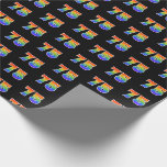 [ Thumbnail: Fun Rainbow Spectrum Pattern "75" Event Number Wrapping Paper ]
