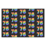 [ Thumbnail: Fun Rainbow Spectrum Pattern "76" Event Number Tissue Paper ]