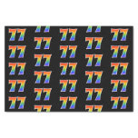 [ Thumbnail: Fun Rainbow Spectrum Pattern "77" Event Number Tissue Paper ]