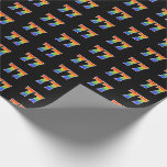 [ Thumbnail: Fun Rainbow Spectrum Pattern "77" Event Number Wrapping Paper ]