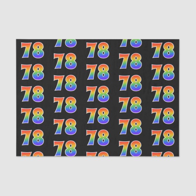 Fun Rainbow Spectrum Pattern "78" Event Number Tissue Paper (Front)
