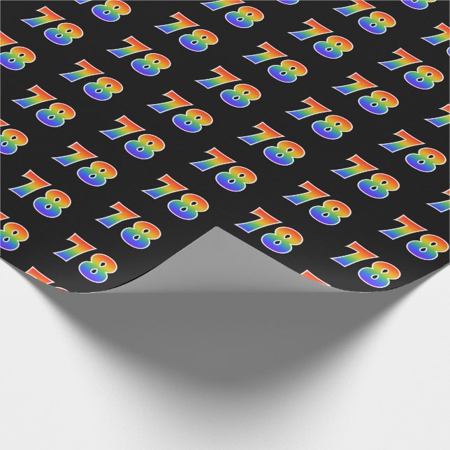 Fun Rainbow Spectrum Pattern "78" Event Number Wrapping Paper (Corner)