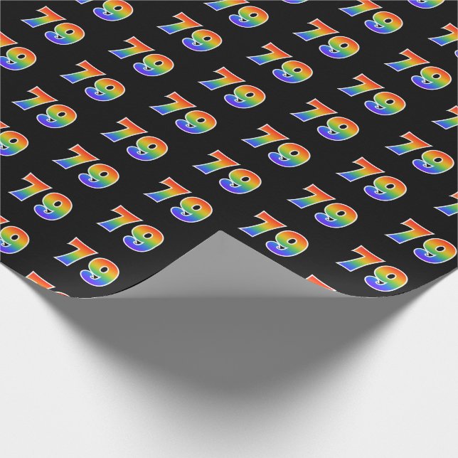 Fun Rainbow Spectrum Pattern "79" Event Number Wrapping Paper (Corner)