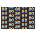 [ Thumbnail: Fun Rainbow Spectrum Pattern "80" Event Number Tissue Paper ]