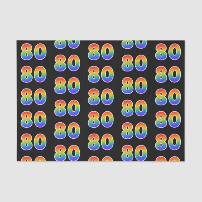 Fun Rainbow Spectrum Pattern "80" Event Number Tissue Paper (Front)