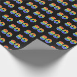 [ Thumbnail: Fun Rainbow Spectrum Pattern "80" Event Number Wrapping Paper ]