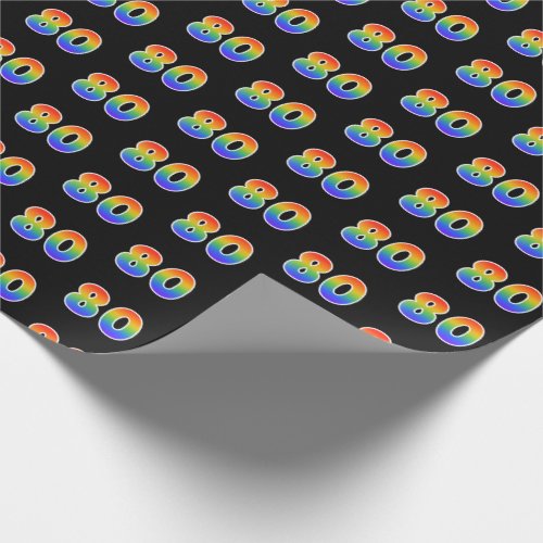 Fun Rainbow Spectrum Pattern 80 Event Number Wrapping Paper