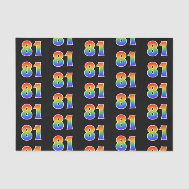 Fun Rainbow Spectrum Pattern "81" Event Number Tissue Paper (Front)