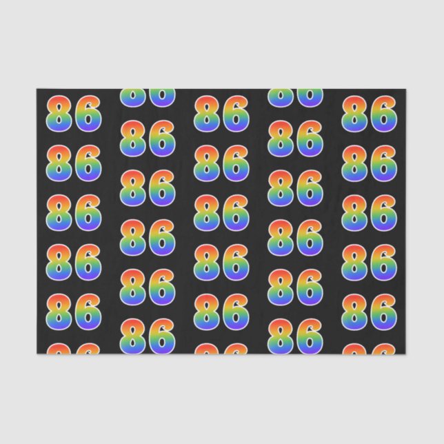 Fun Rainbow Spectrum Pattern "86" Event Number Tissue Paper (Front)