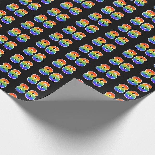 Fun Rainbow Spectrum Pattern "86" Event Number Wrapping Paper (Corner)