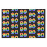 [ Thumbnail: Fun Rainbow Spectrum Pattern "90" Event Number Tissue Paper ]