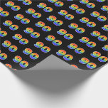 [ Thumbnail: Fun Rainbow Spectrum Pattern "90" Event Number Wrapping Paper ]