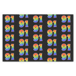 [ Thumbnail: Fun Rainbow Spectrum Pattern "91" Event Number Tissue Paper ]