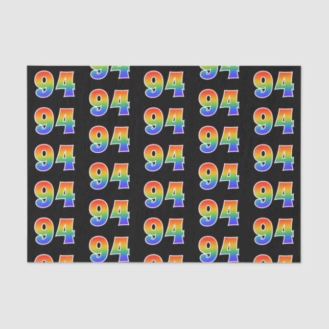 Fun Rainbow Spectrum Pattern "94" Event Number Tissue Paper (Front)