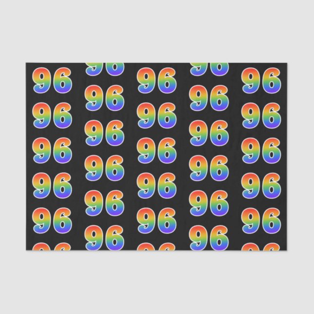 Fun Rainbow Spectrum Pattern "96" Event Number Tissue Paper (Front)