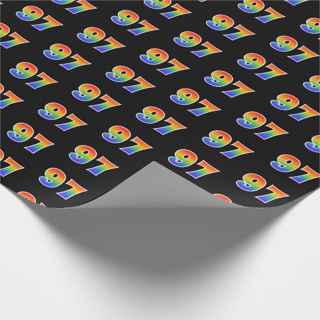 Fun Rainbow Spectrum Pattern "97" Event Number Wrapping Paper (Corner)