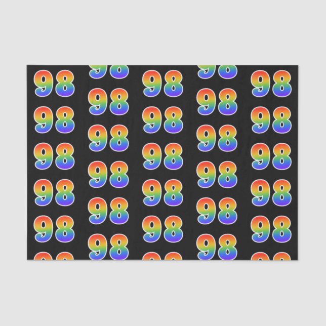 Fun Rainbow Spectrum Pattern "98" Event Number Tissue Paper (Front)
