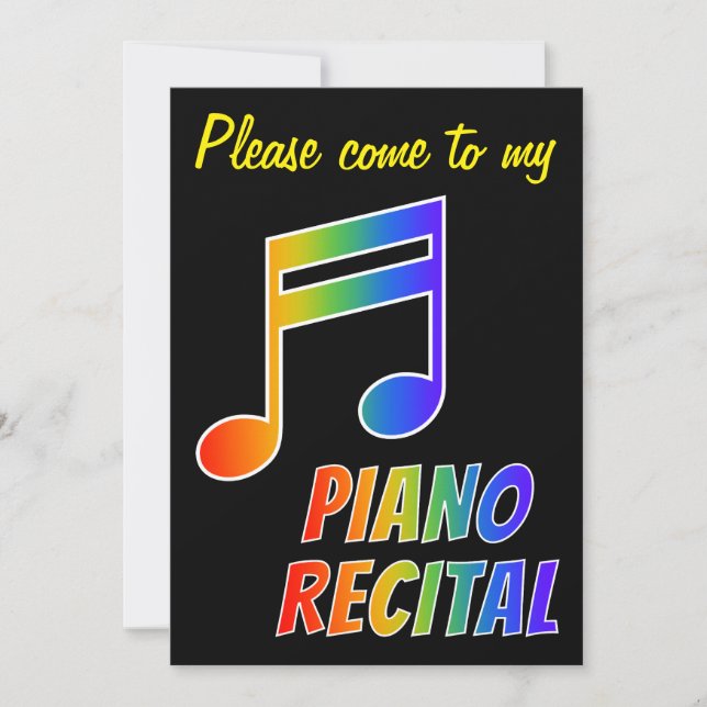 Fun Rainbow Spectrum Piano Recital Invitation (Front)