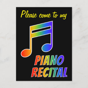 Fun Rainbow Spectrum Piano Recital Invitation Postcard