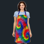 Fun Rainbow Tie Dye Psychedelic Retro Hippie Apron<br><div class="desc">This brightly colored apron features a psychedelic tie dye pattern in rainbow primary colors including red blue green yellow and orange. The fun retro design evokes a counter culture or hippie feel.</div>