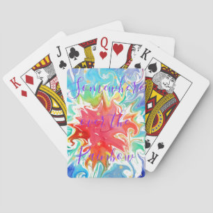Fun Rainbow Tie Dye Psychedelic Typography Poker Cards