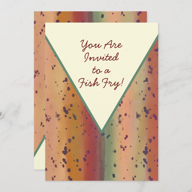 Fun Rainbow Trout Pattern Modern Fish Fry Invitation (Front/Back)