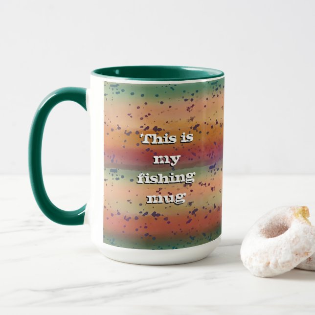 Fun Rainbow Trout  Pattern with Name Fisherman's Mug (With Donut)