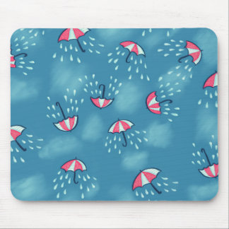 Fun Raining Cartoon Umbrella Pattern Mouse Pad