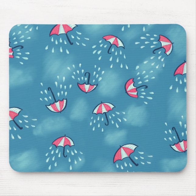 Fun Raining Cartoon Umbrella Pattern Mouse Pad (Front)