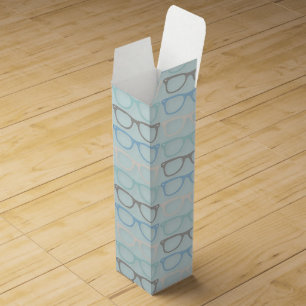 Fun Reading Glasses Pattern on Blue Wine Box