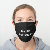 Fun "Real Men Wear Protection" Black Cotton Face Mask (Worn)