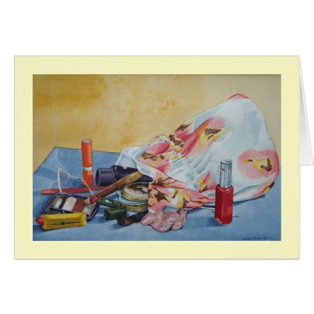 fun realist painting of retro makeup cards (Front Horizontal)