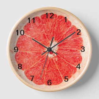 Fun Realistic Grapefruit Slice Fruit Clock