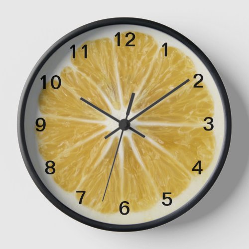 Fun Realistic Lemon Slice Citrus Fruit Clock