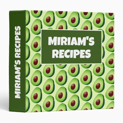 Fun recipe binder with cute green avocado pattern
