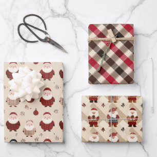 Fun Red and Beige Christmas Wrapping Paper Sheets