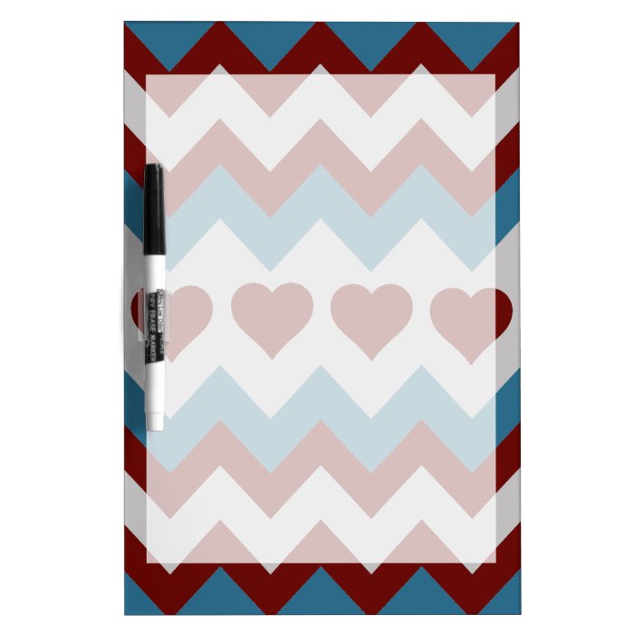 Fun Red and Blue Hearts Chevron Pattern Dry Erase Board