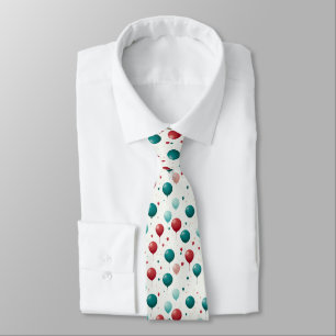 Fun Red And Green Celebration Balloon Neck Tie