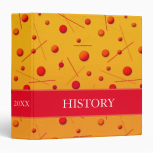 Fun Red and Orange Dots and Lines Yellos Pattern 3 Ring Binder