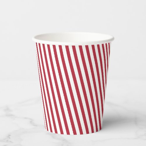 Fun Red and White Diagonal Striped Paper Cups