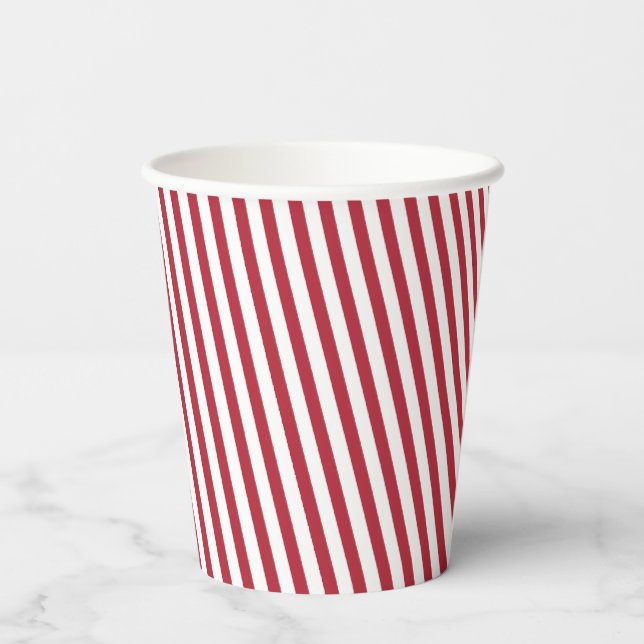 Fun, Red and White Diagonal Striped Paper Cups (Back)