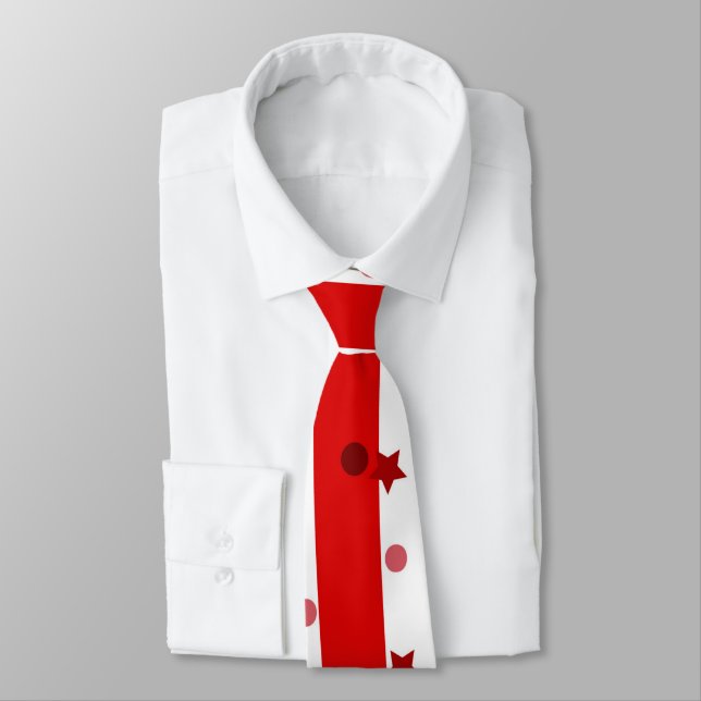 Fun Red And White Stripe and Stars Neck Tie (Tied)