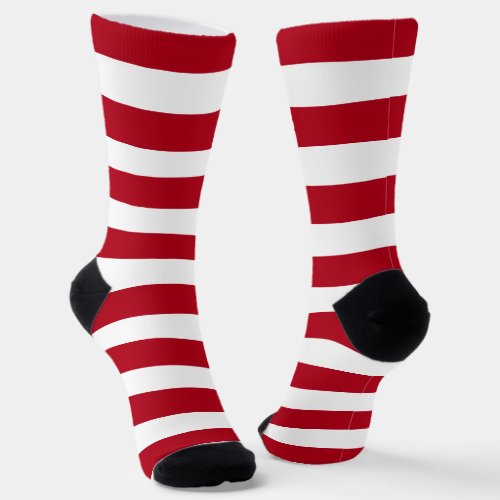 Fun Red And White Stripes Christmas Socks