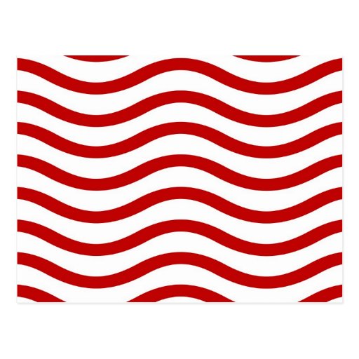 Fun Red and White Wavy Lines Stripes Pattern Gifts Postcard | Zazzle