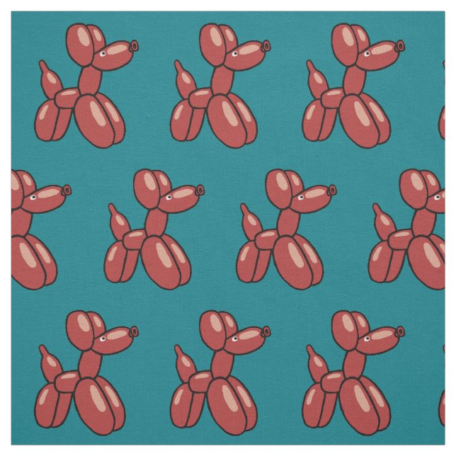 Fun, red balloon animals w/custom background color fabric (Swatch)