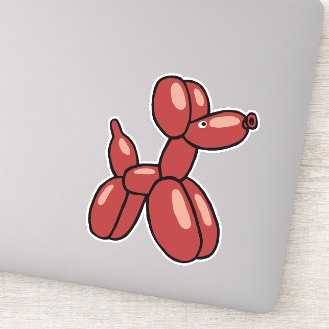 Fun red balloon dog animal design sticker (Detail)
