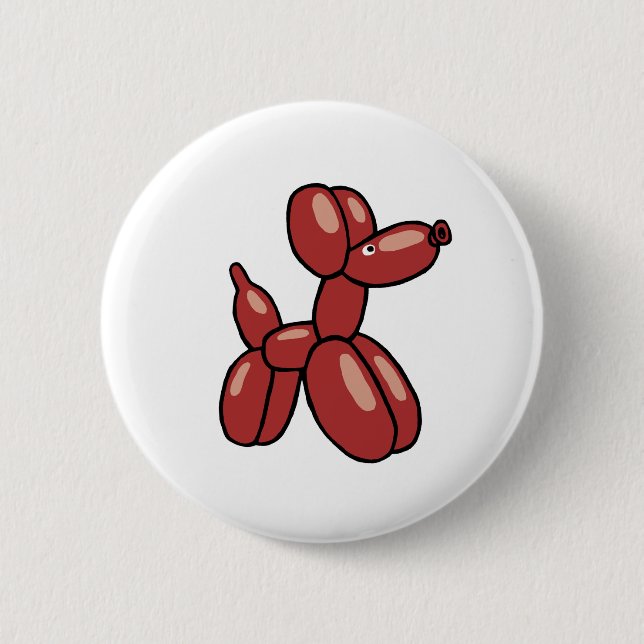 Fun, red balloon dog design button (Front)