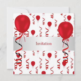 Fun Red Balloons Special Party Event Invitation